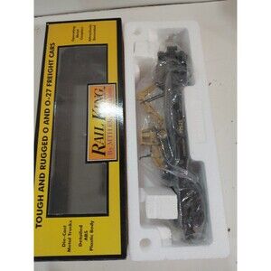 MTH RK-7606L O Gauge Model Railroad Lines Flat Car w/Ertl Ford Backhoe & Box